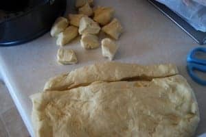 cutting up the monkey bread