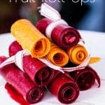 Homemade Fruit Roll Ups that you can make out of any fresh or frozen fruit that you have on hand! These delicious snacks are perfect for kids. #homemadefruitrollups #fruitrollups #makeyourown