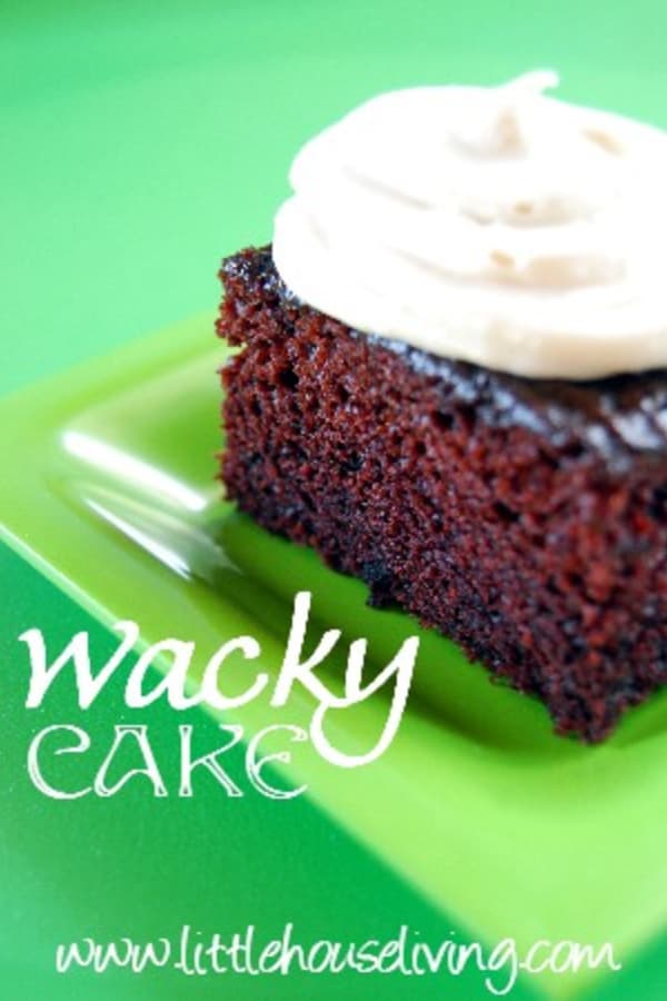 Looking for a delicious egg free and dairy free cake to make for your family? This simple Chocolate Egg Free Cake Recipe or Wacky Cake is one of our family's favorites! #eggfreecake #wackycake