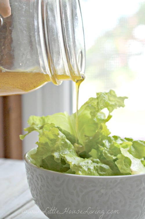 Pouring Salad Dressing