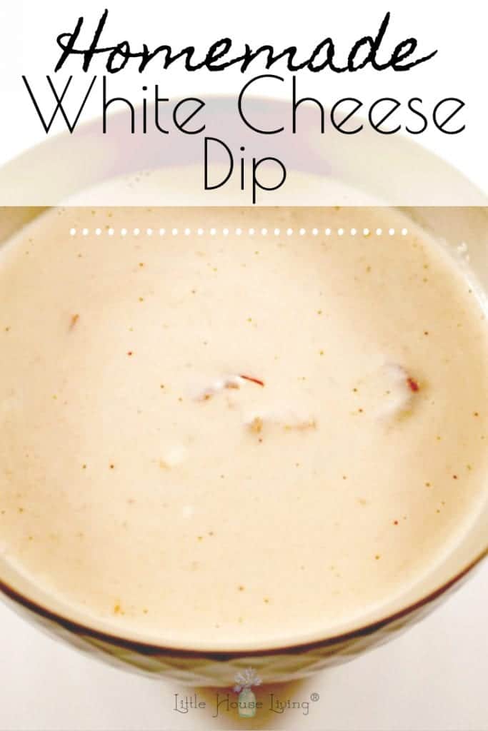 Love homemade Queso? This recipe for White Cheese Dip contains no processed cheese products and is sure to be a favorite with everyone at your next gathering! #queso #whitecheesedip #homemadequeso 
