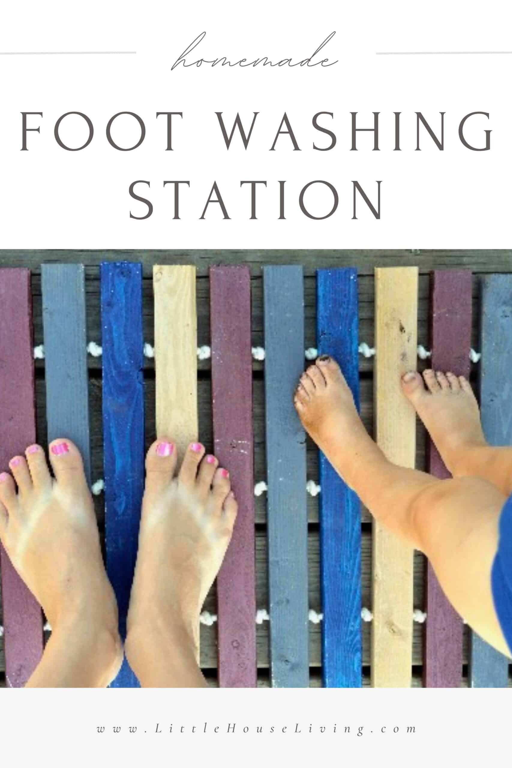 Tired of having to clean up dirty footprints tracked into the house after being outside? Learn how to make an easy and inexpensive Outdoor Foot Washing Station below.
