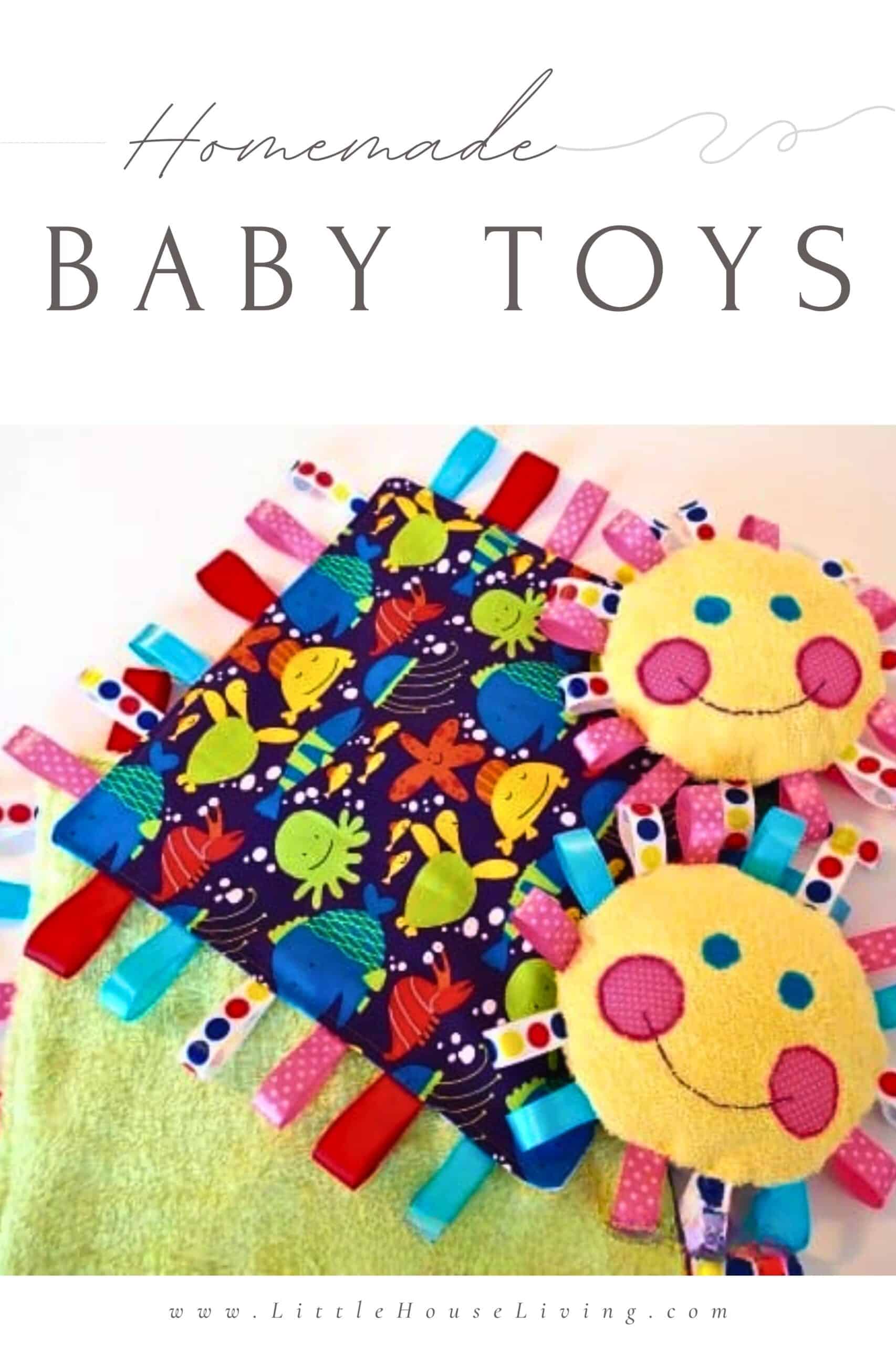 Have you ever wondered why clothes and toys for babies are so expensive? They only use small pieces of fabric, so why pay so much money, especially when you can make these adorable and frugal Homemade Baby Toys?