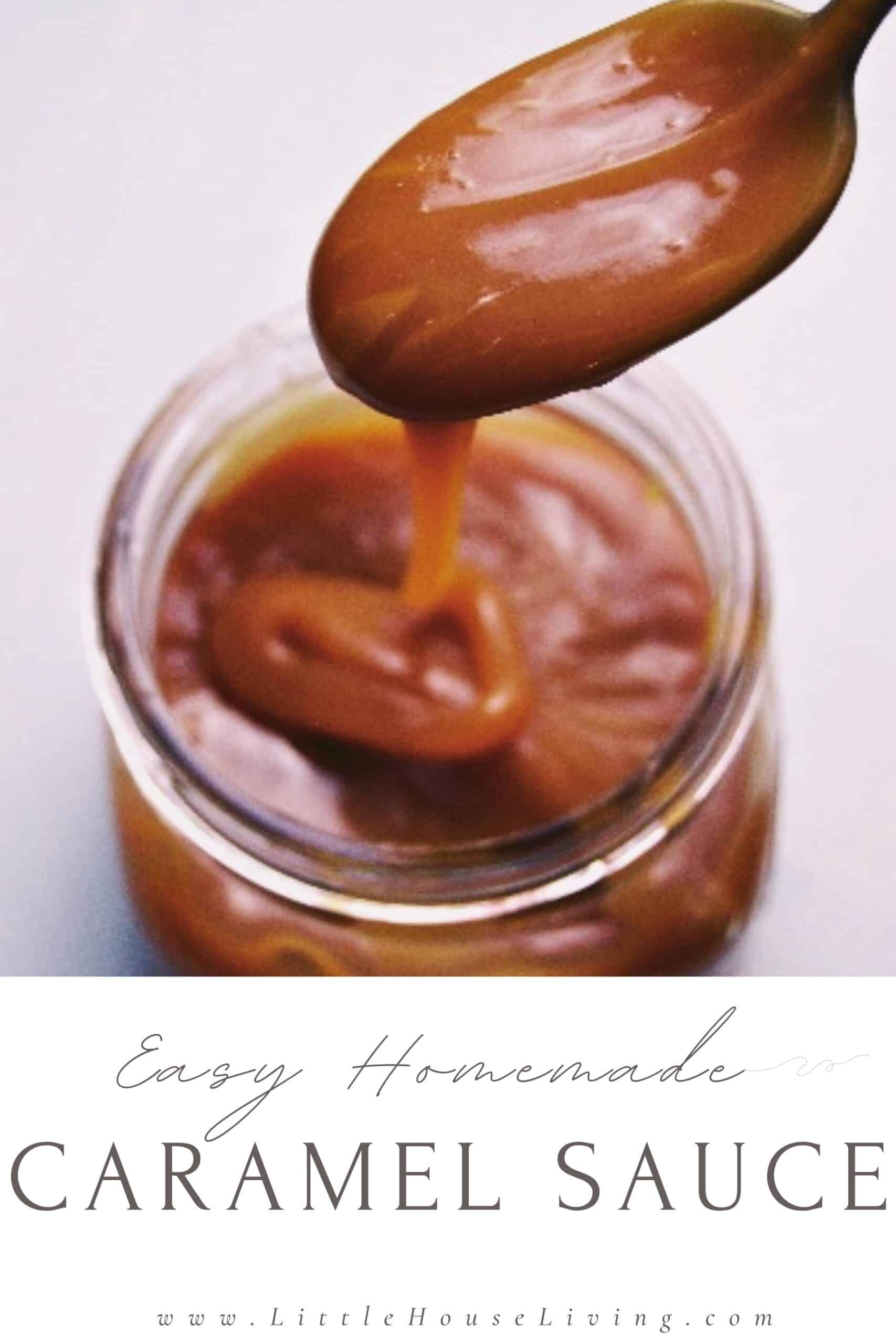 How to make an easy homemade caramel sauce with cream and butter, no corn syrup. Perfect caramel sauce for apples or other dessert toppings.