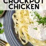 Looking for a simple recipe that you can toss together in your slow cooker this week? This is the best 4 Ingredient Crockpot Chicken Recipe because it's so simple and uses only real food ingredients!