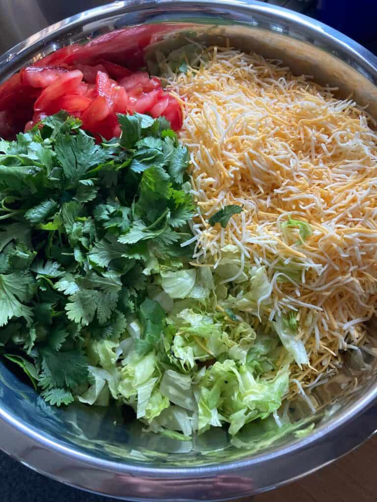 Lettuce, Cheese, Tomatoes in a Bowl