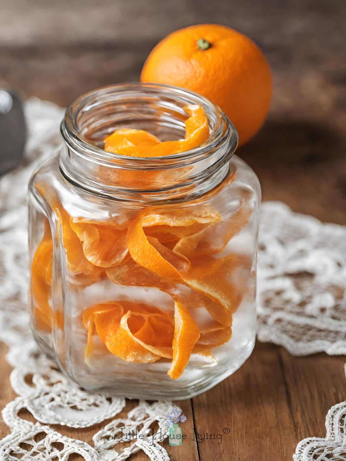 Orange Peels in glass.