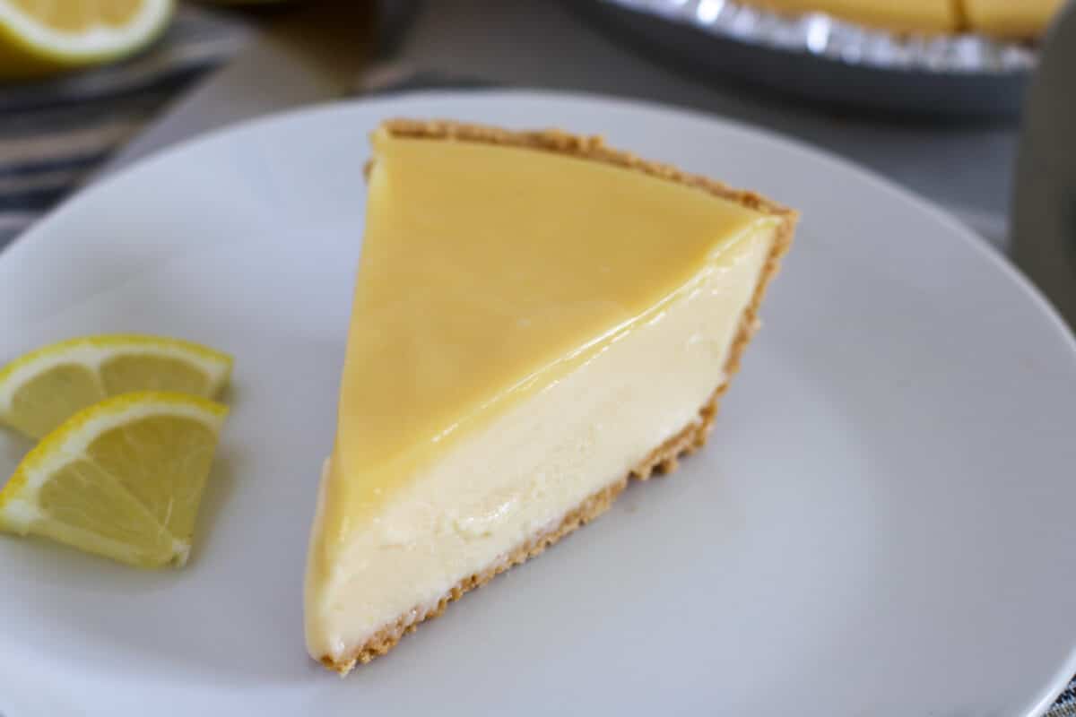 A slice of old-fashioned lemon icebox pie