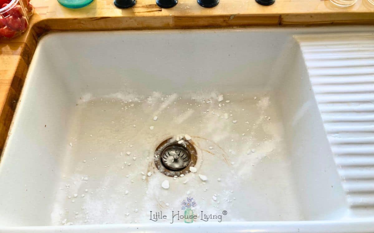 Baking Soda in a ceramic sink