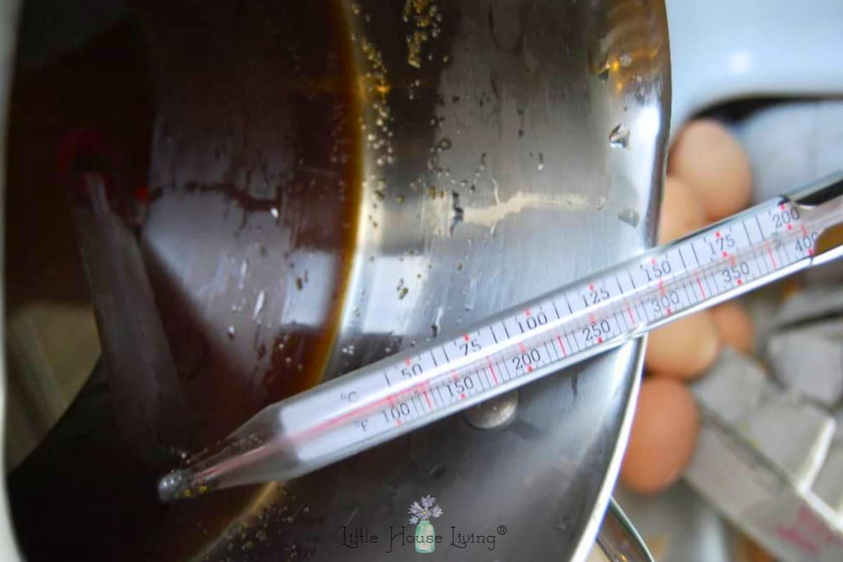 sugar syrup with a candy thermometer