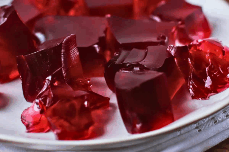red gelatin on a plate horizontal image