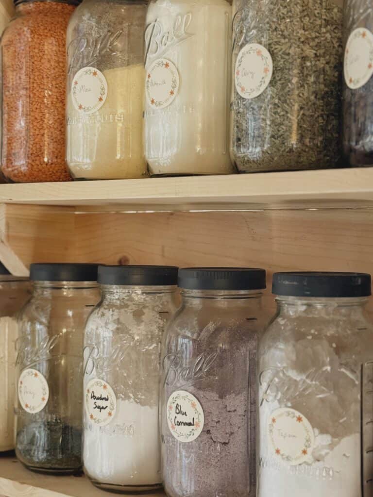 glass jars in the pantry