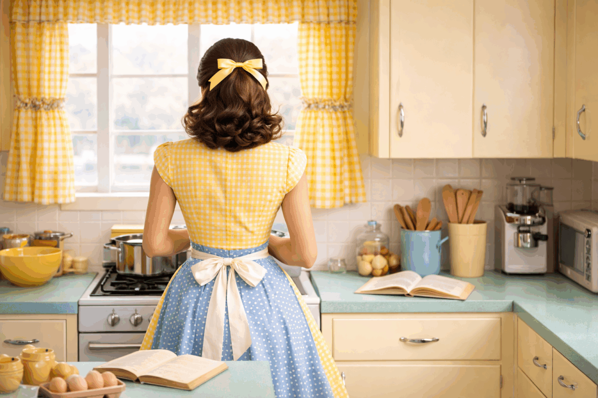1950s woman in a kitchen