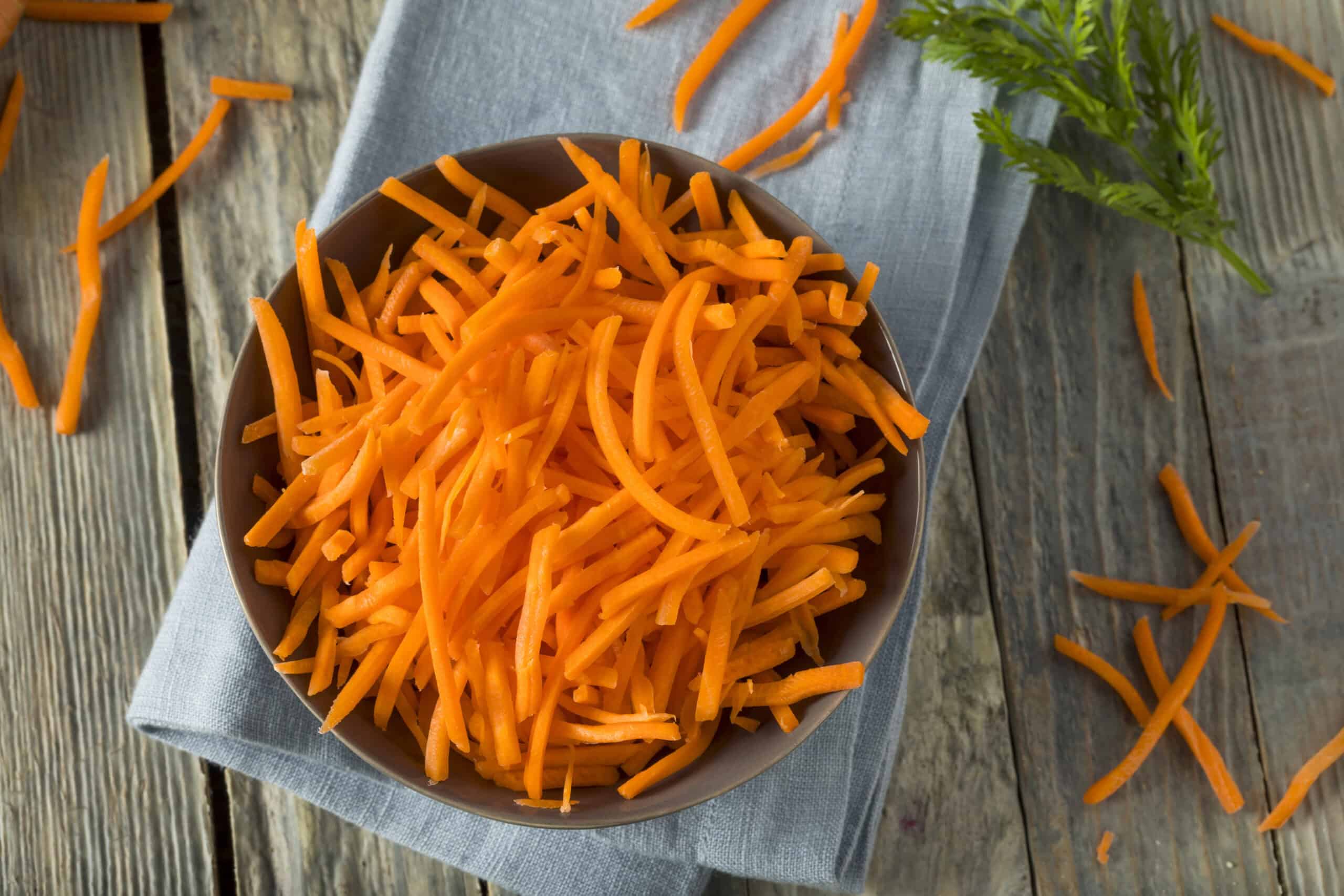 shredded carrots in a bowl