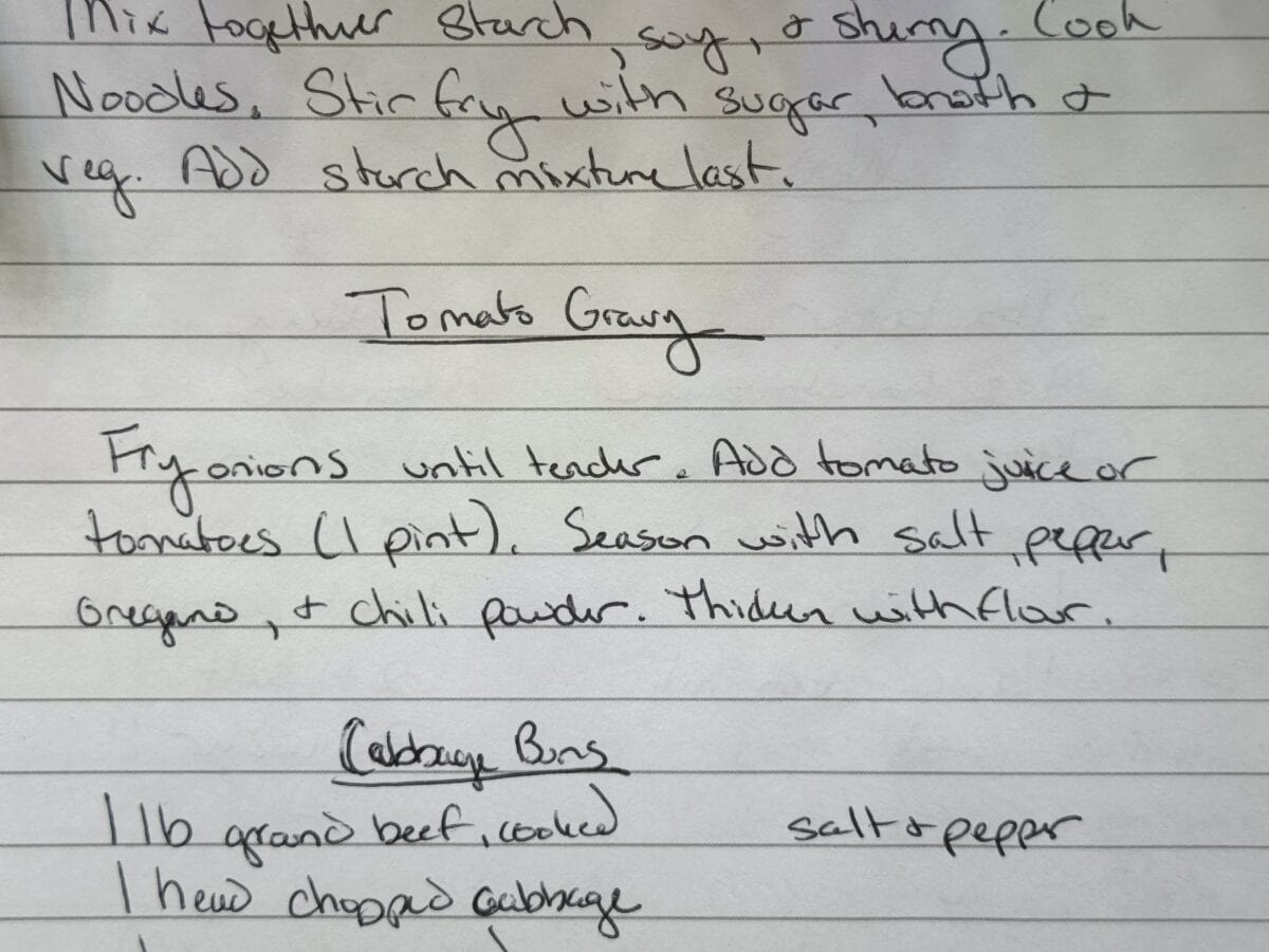 tomato gravy written recipe