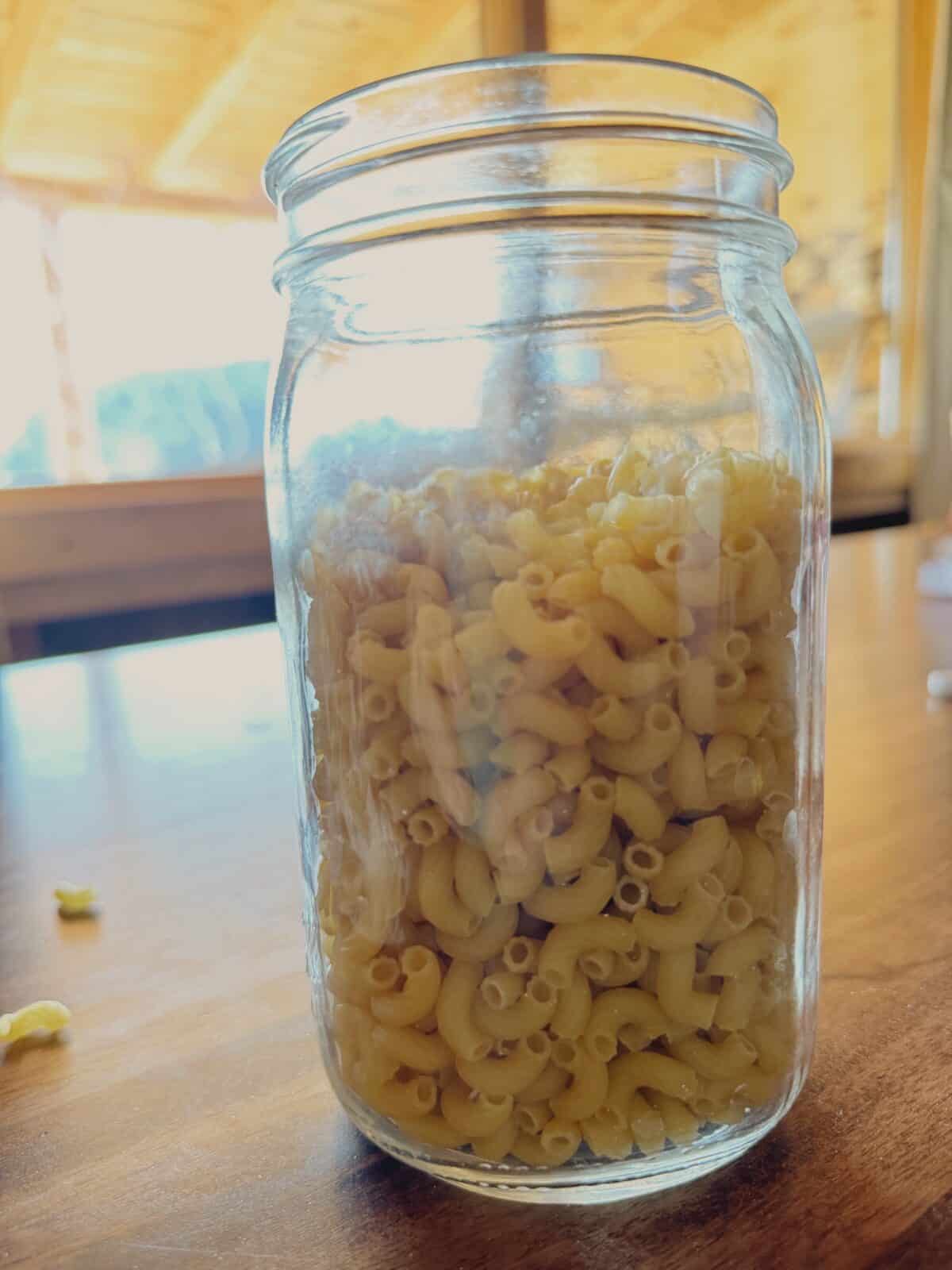 elbow noodles in jar