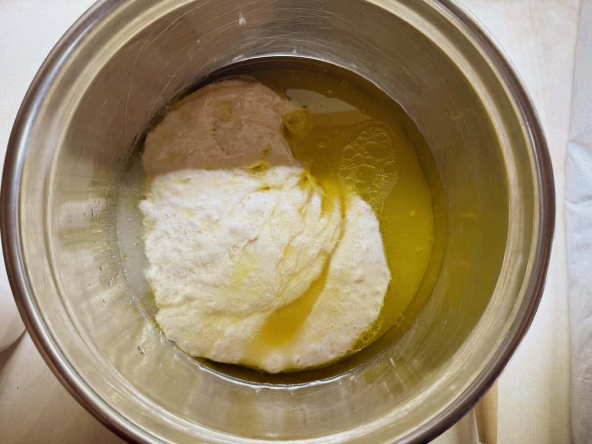measuring sourdough ingredients