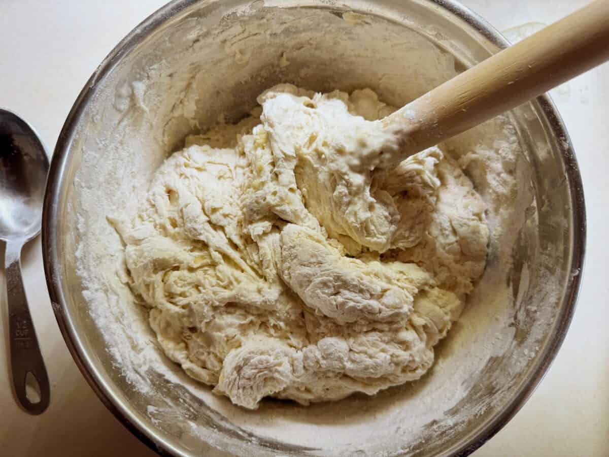 mixing sourdough